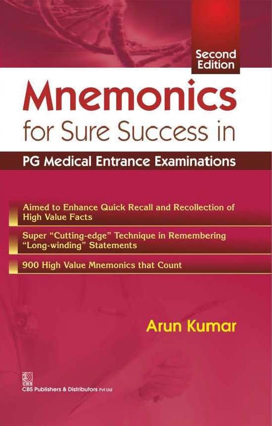 Mnemonics For Sure Success In Pg Medical Entrance  Examinations,2E (Pb 2016) 