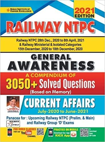 Kiran Railway NTPC General Awareness 3050 + solved Questions (English Medium)(3400)