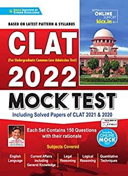 Kiran CLAT 2022 Mock Test (Including Solved Papers of CLAT 2021 and 2020) (English Medium) (3691)